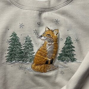 Embroidered Fox Sweater - Cream